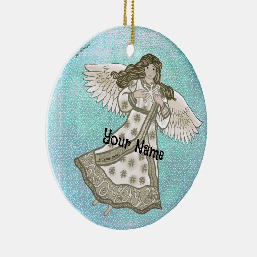 Sneeuwvlok engel keramisch ornament (Rechts)