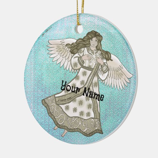 Sneeuwvlok engel keramisch ornament (Links)