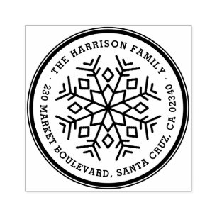 sneeuwvlok familienaam & retouradres rubberstempel