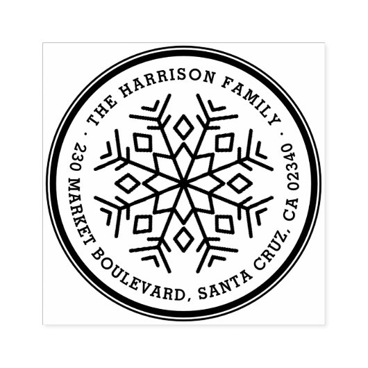  sneeuwvlok familienaam & retouradres rubberstempel (Afrduk)