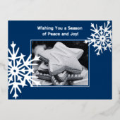 Sneeuwvlok Folie Accents Blue Business Holiday Kaa Folie Feestdagen Briefkaart (Voorkant)