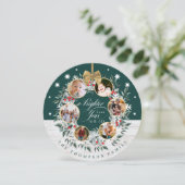 Sneeuwvlok Foto Collage Krans Groen & Wit Hout Feestdagenkaart (Staand voorkant)