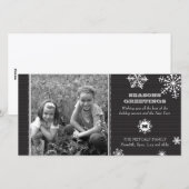 Sneeuwvlok Foto Kerstkaart met Streepjes (Voorkant / Achterkant)