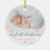 Sneeuwvlok Foto Meisje Baby Eerste Kerst Keramisch Ornament (Voorkant)