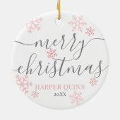 Sneeuwvlok Foto Meisje Baby Eerste Kerst Keramisch Ornament (Achterkant)