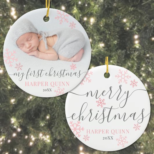 Sneeuwvlok Foto Meisje Baby Eerste Kerst Keramisch Ornament