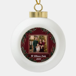 Sneeuwvlok Frame Familie Foto Kerst Keramiek Keramische Bal Ornament
