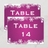 Sneeuwvlok fuchsia winter bruiloft tafel nummer briefkaart (Voorkant / Achterkant)