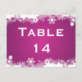 Sneeuwvlok fuchsia winter bruiloft tafel nummer briefkaart (Achterkant)