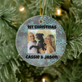 Sneeuwvlok gepersonaliseerde foto 1e Kerstmis Keramisch Ornament
