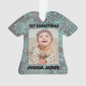 Sneeuwvlok gepersonaliseerde foto 1e Kerstmis Ornament (voorkant)