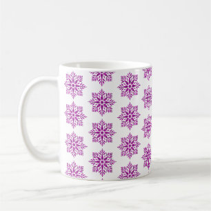 Sneeuwvlok geruite patroon Roze Kerst Koffiemok