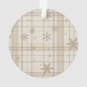Sneeuwvlok Gingham Plaid Ornament – Neutraal Beige (achterkant)