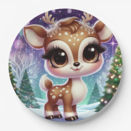 Sneeuwvlok Glitter Baby Rendier Papieren Bordje