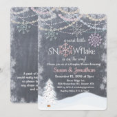Sneeuwvlok Glitter Pearl Baby shower Invitation Kaart (Voorkant / Achterkant)