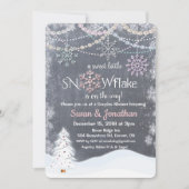 Sneeuwvlok Glitter Pearl Baby shower Invitation Kaart (Voorkant)