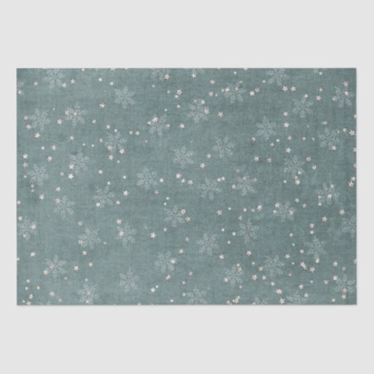 Sneeuwvlok Gold Star Blauwgroen Blauw Decoupage Ke Tissuepapier (Voorkant)