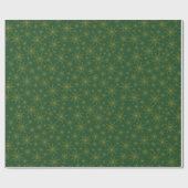 Sneeuwvlok Goud en Groene Kerst Cadeaupapier (Vlak)