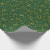 Sneeuwvlok Goud en Groene Kerst Cadeaupapier (Hoek)