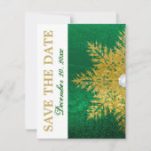 Sneeuwvlok goud smaragdgroene bruiloft Save the Da Date (Voorkant)