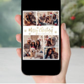 Sneeuwvlok Goud Wit 5 Fotocollage Kerstmis Feestdagenkaart