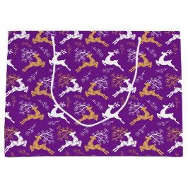 Sneeuwvlok Goud Wit Rendier Kerstmis Paarse Groot Cadeauzakje