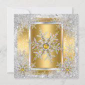 Sneeuwvlok Goud Zilver Winter Wonderland Feest 2 Kaart (Achterkant)