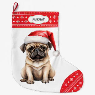 Sneeuwvlok grens Santa Pug Grote Kerstsok
