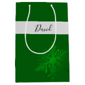 Sneeuwvlok Groen Gepersonaliseerde Gift Bag Medium Cadeauzakje (Voorkant)