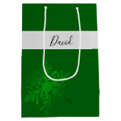 Sneeuwvlok Groen Gepersonaliseerde Gift Bag Medium Cadeauzakje (Achterkant)