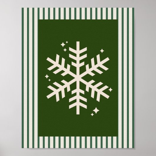 Sneeuwvlok groen gestreept poster (Voorkant)