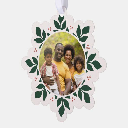 Sneeuwvlok groen Lijst vakantiefoto Ornament Kaart (Links)