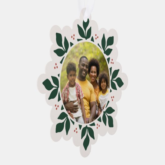 Sneeuwvlok groen Lijst vakantiefoto Ornament Kaart (Rechts)