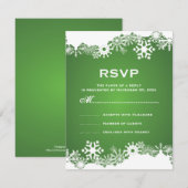 Sneeuwvlok groen wit winterhuwelijk RSVP (Voorkant / Achterkant)