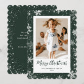 Sneeuwvlok Groene Foto Kerstkaarten Feestdagenkaart (Voorkant / Achterkant)