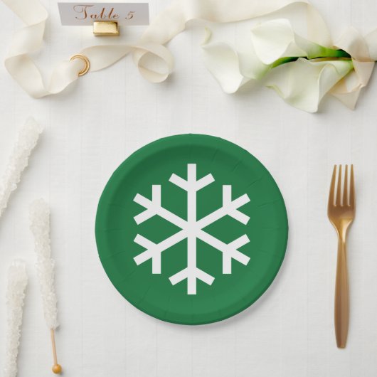 Sneeuwvlok Groene Papieren Bord (Huwelijk)