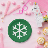 Sneeuwvlok Groene Papieren Bord (Feest)
