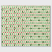 Sneeuwvlok Harlequin MCM groen & rood Cadeaupapier (Vlak)