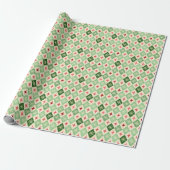 Sneeuwvlok Harlequin MCM groen & rood Cadeaupapier (Uitgerold)