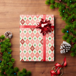 Sneeuwvlok Harlequin MCM Rood & Groen Cadeaupapier