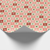 Sneeuwvlok Harlequin MCM Rood & Groen Cadeaupapier (Hoek)