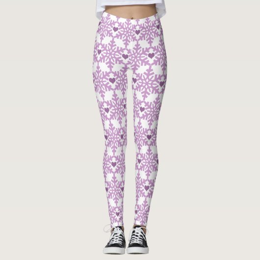 Sneeuwvlok Harten Patroon Leggings (Voorkant)