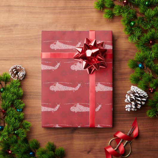 Sneeuwvlok Helikopters - Rood Cadeaupapier (Feestdagen Geschenken)