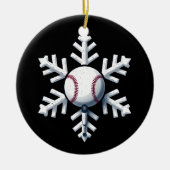 Sneeuwvlok Honkbal Speler Ball Winter Kinder Manne Keramisch Ornament (Voorkant)