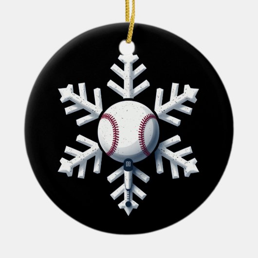 Sneeuwvlok Honkbal Speler Ball Winter Kinder Manne Keramisch Ornament (Voorkant)