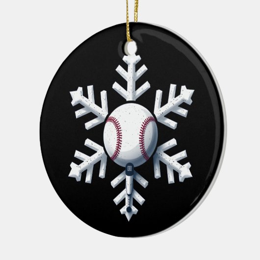 Sneeuwvlok Honkbal Speler Ball Winter Kinder Manne Keramisch Ornament (Links)