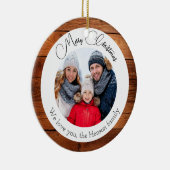 Sneeuwvlok Hout Kerstmis Familie Foto Keramisch Ornament (Rechts)