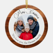 Sneeuwvlok Hout Kerstmis Familie Foto Keramisch Ornament (Voorkant)