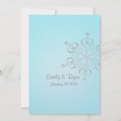 Sneeuwvlok Ice Blue en Silver Winter Wedding Kaart (Achterkant)