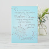 Sneeuwvlok Ice Blue en Silver Winter Wedding Kaart (Staand voorkant)